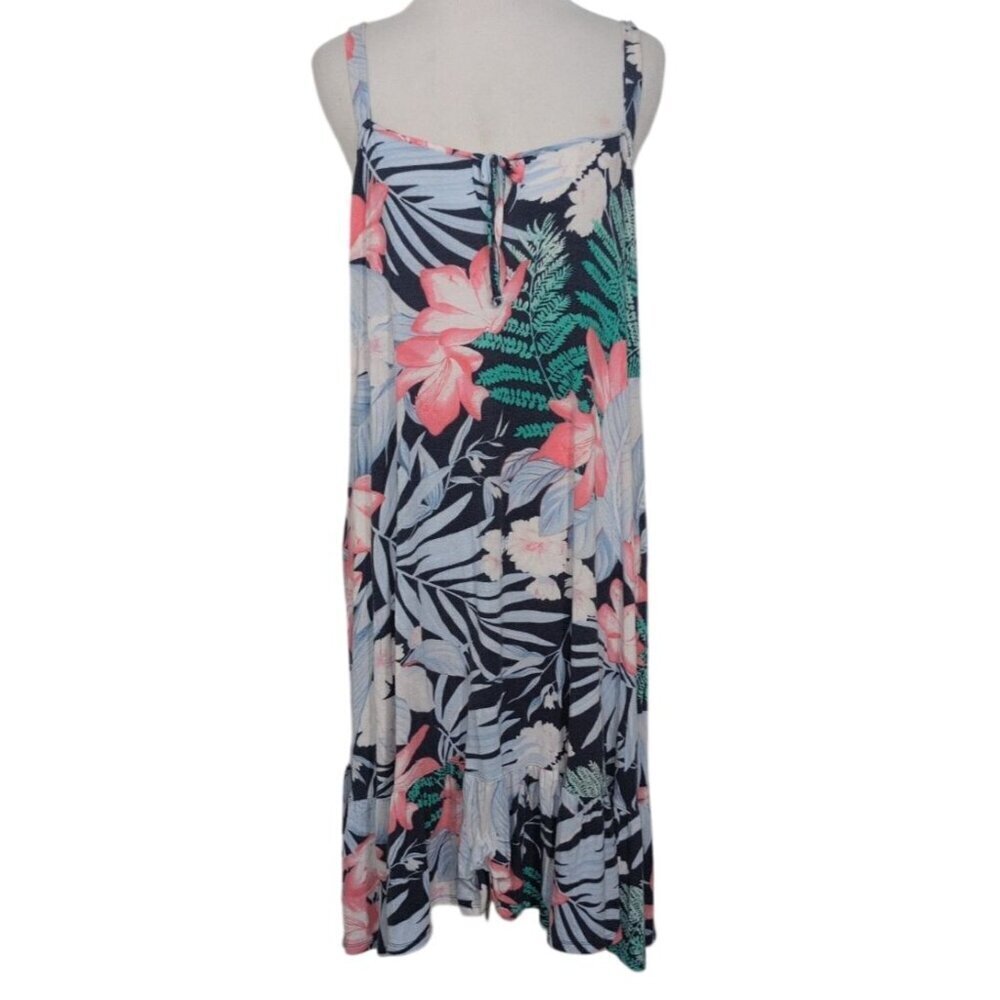 Tommy Bahama Floral Dress Womens Size Medium Blue Tropical Spaghetti Straps